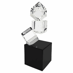 8" Triple Crystal Blocks on a Black Base