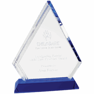 8 3/4" Crystal Diamond on Blue Pedestal Base