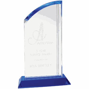 10 1/2" Crystal Arch with Blue Base