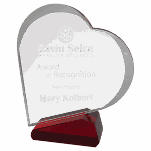 Clear/Red Crystal Slant Heart