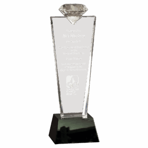 11" Crystal Diamond Top Award on Black Pedestal Base