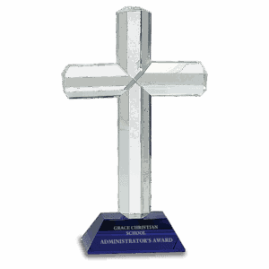 8 1/2" Crystal Cross on Pedestal Base