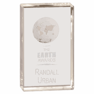 5" Clear Crystal Rectangle with Globe Etching
