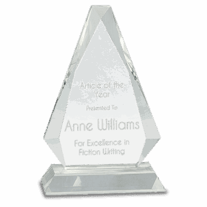 8" Clear Crystal Triangle on Clear Pedestal Base