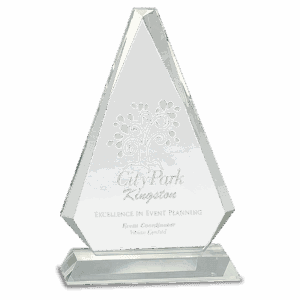 9 1/4" Clear Crystal Triangle on Clear Pedestal Base