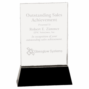 9" Clear Crystal Rectangle Wedge on Black Base