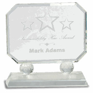 7" Rectangle Crystal on Clear Pedestal Base