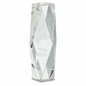 8" Clear Crystal Facet Tower