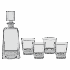 750ML 12" Tequila Decanter Set with Four 8 oz. Glasses in a Black Gift Box with Printed Paper Sleeve