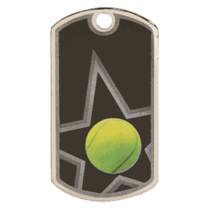 2" Black/Silver Tennis Laserable Star Dog Tag