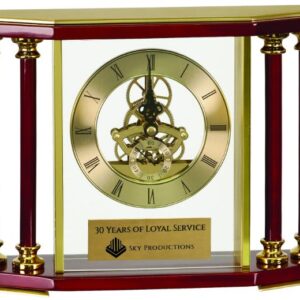 7 1/4" Executive 4-Pillar & Rosewood Piano Finish Clock