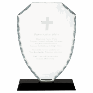 8 1/4" Shield Facet Glass on Black Base