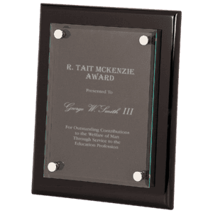 8" x 10" Black Piano Finish Floating Glass Plaque