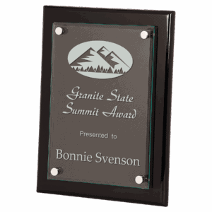 9" x 12" Black Piano Finish Floating Glass Plaque