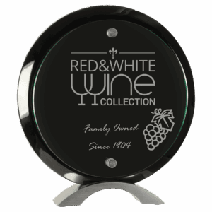 8 1/2" Round Black Piano Finish Floating Acrylic Standup