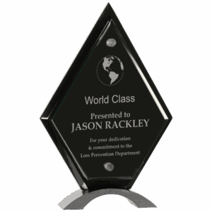 10" Diamond Black Piano Finish Floating Jade Glass Standup