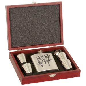6 oz. Flask Set in Wood Presentation Box
