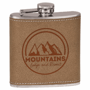 6 oz. Leather Laserable Stainless Steel Flask