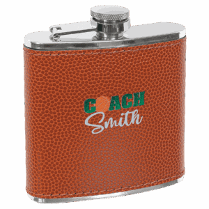 6 oz. Basketball Laserable Leatherette Stainless Steel Flask