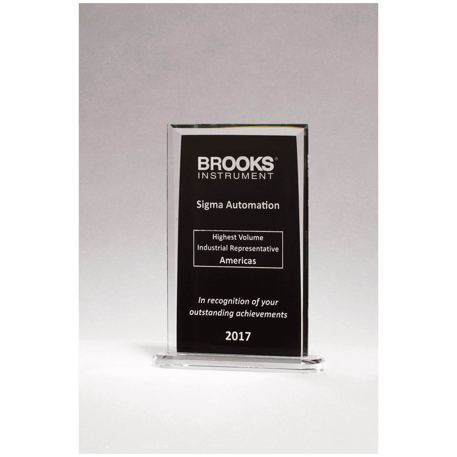 6 1/2" x 9 1/4" Rectangular Glass Award with Black Silkscreened Center