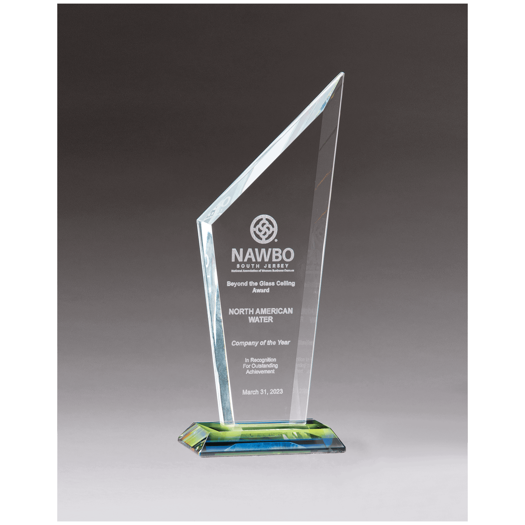 3 5/8" x 9 5/8" x 3/8" Thick Zenith Series Clear Glass with Prism-Effect Base
