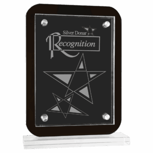 7 1/2" x 10" Black Floating Glass Standup Plaque