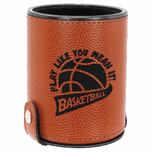 Basketball Laserable Leatherette Dice Cup with 5 Dice