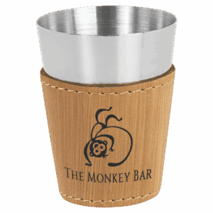 2 oz. Bamboo Laserable Leatherette & Stainless Steel Shot Glass