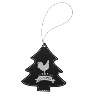 Laserable Leatherette Tree Ornament with Silver String