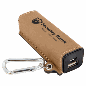 Laserable Leatherette 2200 mAh Power Bank with USB Cord