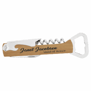 Bamboo Laserable Leatherette Wine Bottle Opener