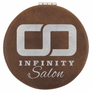 2 1/2" Rustic/Silver Laserable Leatherette Compact Mirror