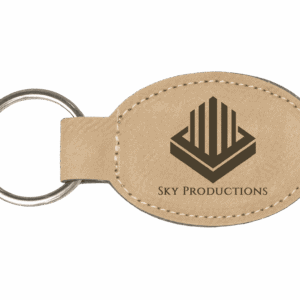 3" x 1 3/4" Laserable Leatherette Oval Keychain