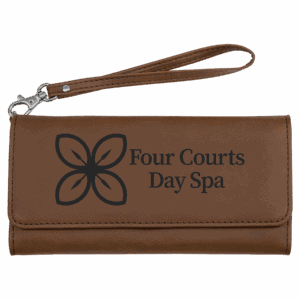7 1/2" x 4" Laserable Leatherette Wallet with Strap