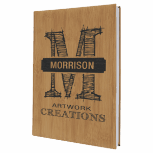 7" x 9 3/4" Bamboo Laserable Leatherette Sketch Book with Unlined Notepad