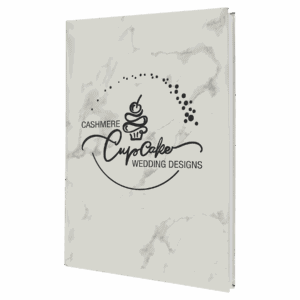 7" x 9 3/4" White Marble Laserable Leatherette Sketch Book with Unlined Notepad