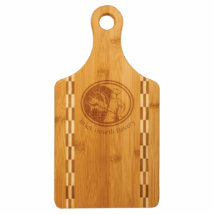 13 1/2" x 7" Paddle Shaped Bamboo Cutting Board with Butcher Block Inlay