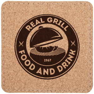 4" x 4" Square Cork Coaster with Stitching