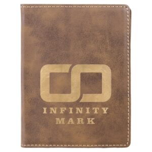4 1/4" x 5 1/2" Rustic/Gold Laserable Leatherette Passport Holder