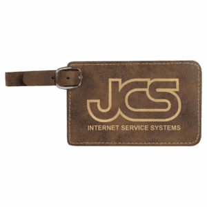4 1/4" x 2 3/4" Rustic/Gold Laserable Leatherette Luggage Tag