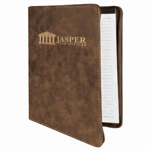 9 1/2" x 12" Rustic/Gold w/ Zipper Laserable Leatherette Portfolio with Notepad