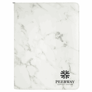 9 1/2" x 12" White Marble with Zipper Leatherette Portfolio with Notepad