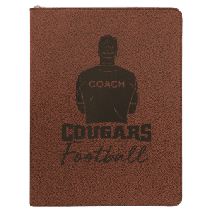9 1/2" x 12" Football w/ Zipper Laserable Leatherette Portfolio with Notepad