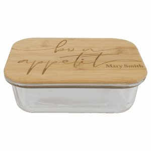21 oz. Rectangle Glass Container with Bamboo Lid
