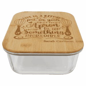 50 oz. Rectangle Glass Container with Bamboo Lid