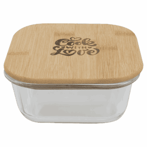 18 oz. Square Glass Container with Bamboo Lid