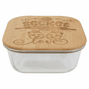 27 oz. Square Glass Container with Bamboo Lid