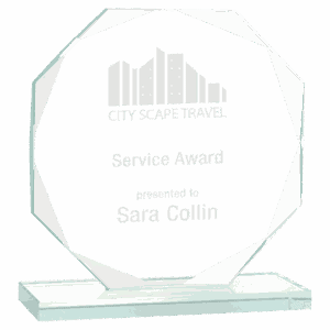 7 1/2" Octagon Jade Glass Award