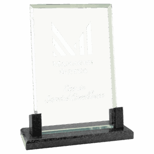 8" Rectangle Glass with Black Marble Base