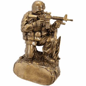 9 1/4" Antique Gold Military Resin Kneeling with Grass